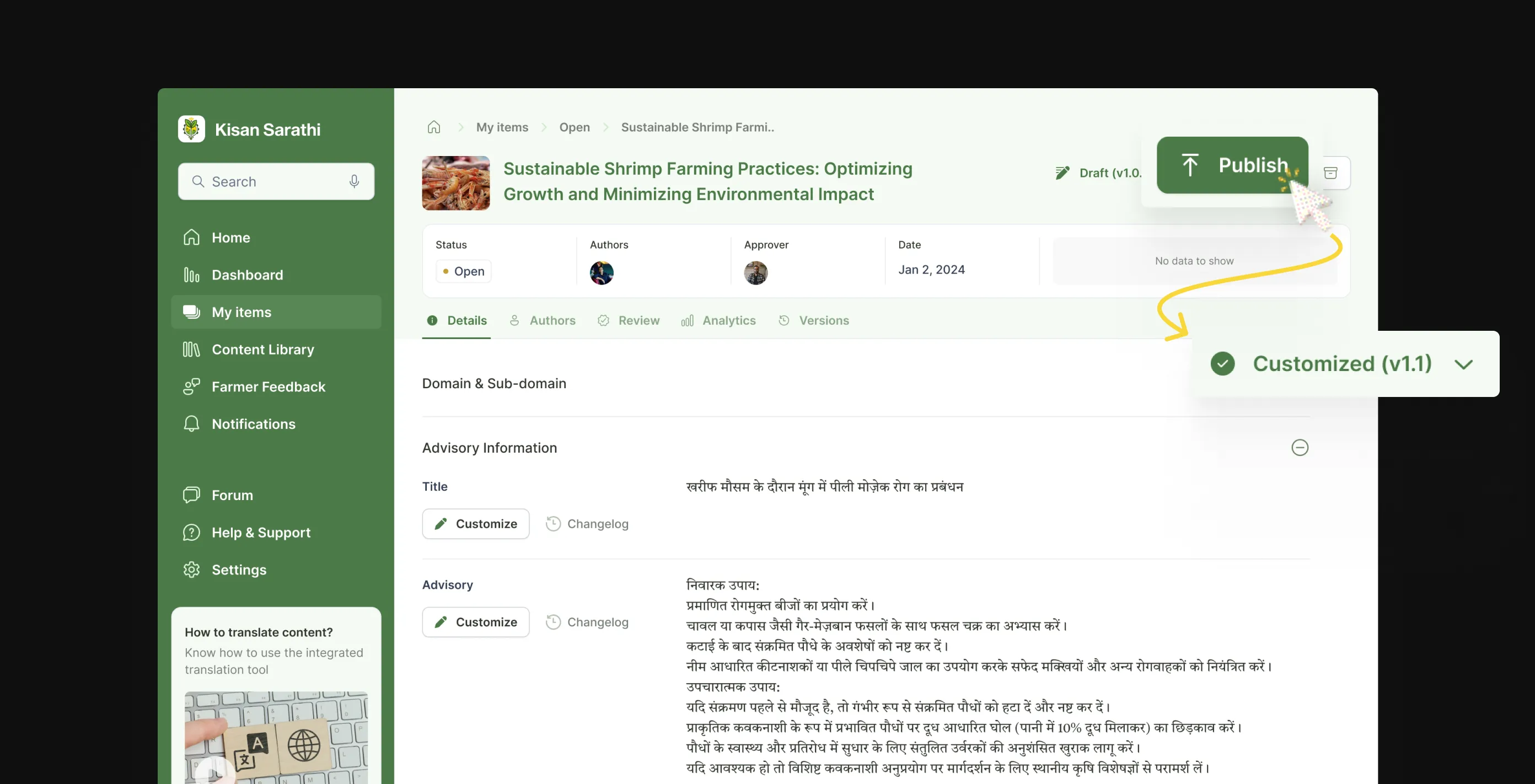 Customizer publish